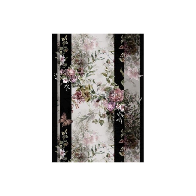 Papel de Arroz FLORES FRANJA NEGRA 30x41cm