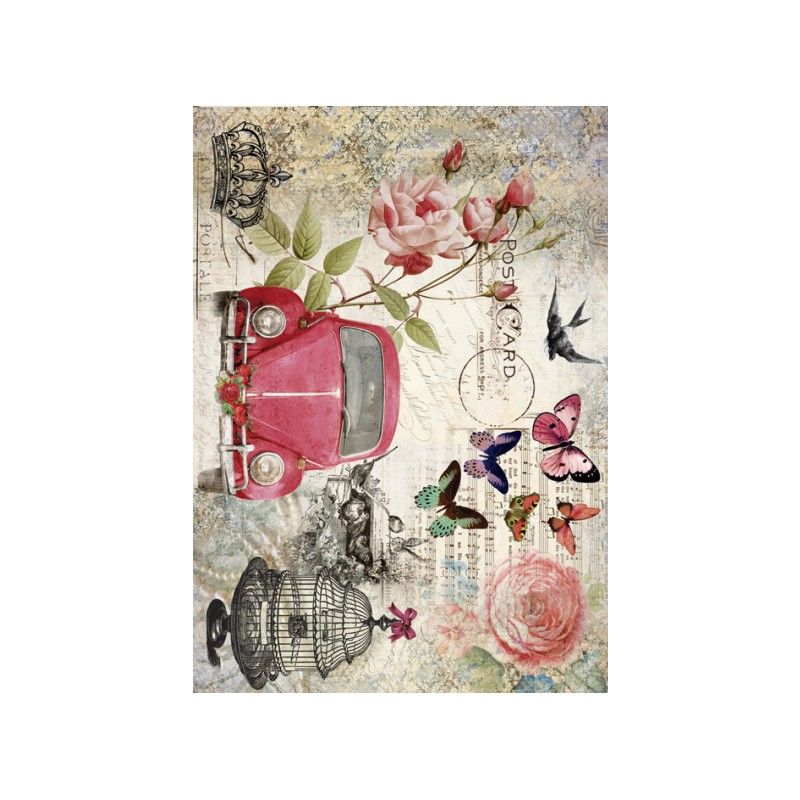 Papel de Arroz COCHE ROJO 30x41cm