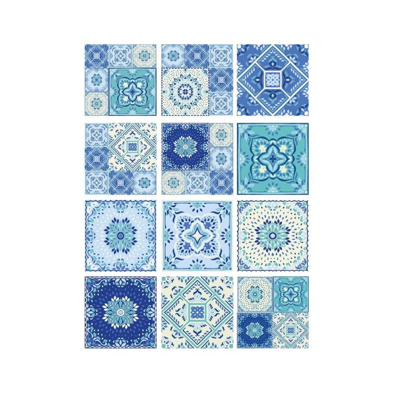Papel de Arroz TILES BALDOSAS AZUL MIX 30x41cm
