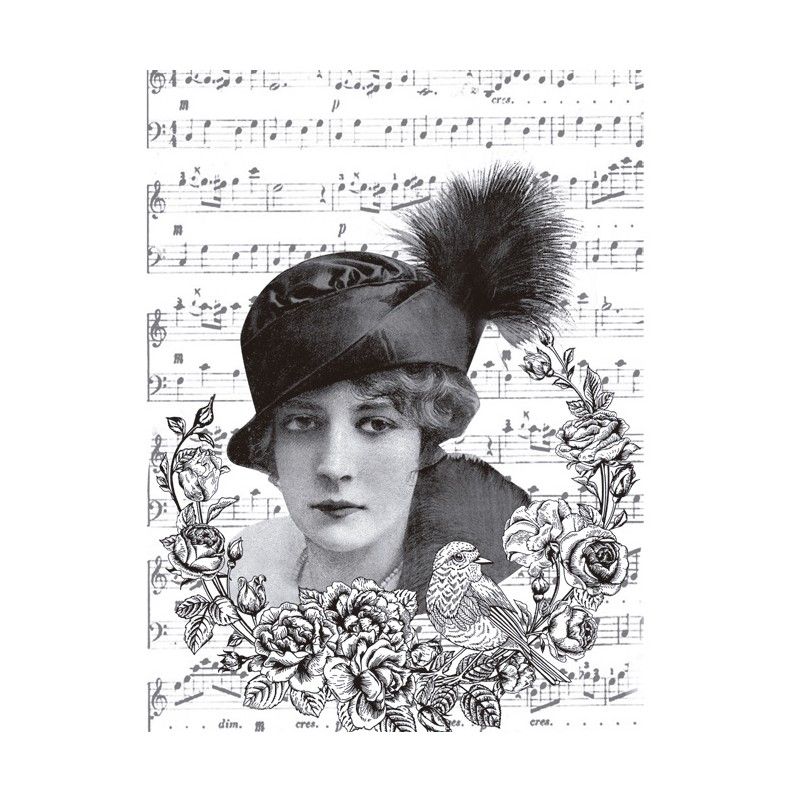 Papel de Arroz SEÑORITA PARTITURA 30x41cm