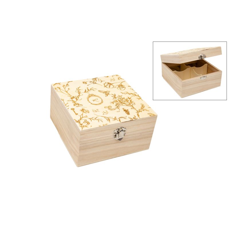 CAIXA CHA 4DIV. C/ GRAVAÇAO 16X16X9CM