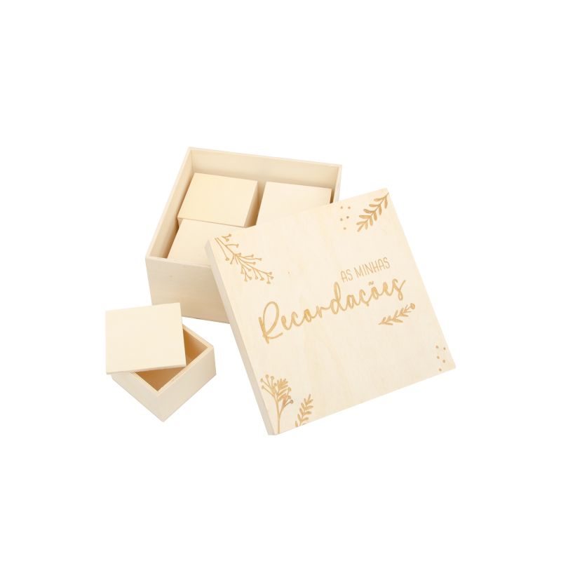 CAIXA AS MINHAS RECORDAÇÕES 18X18X8.5X0,8CM C/4 CX 7X7X4.5CM