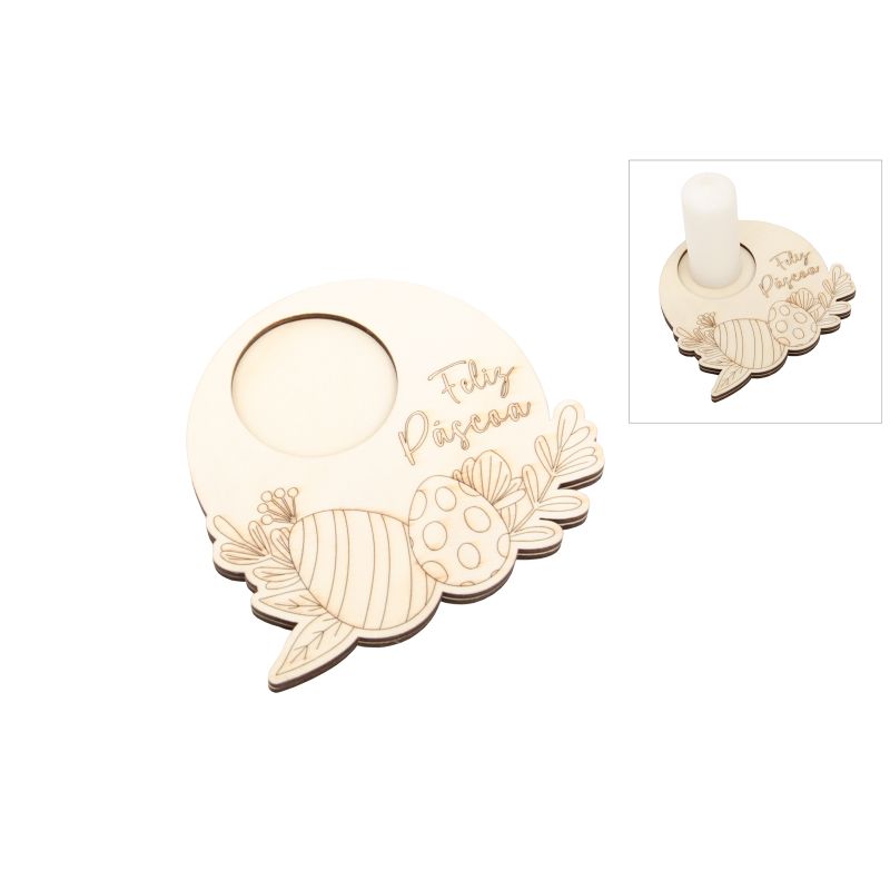 BASE P/ T-LIGHT FELIZ PÁSCOA 15.5X0.4CM CHOUPO