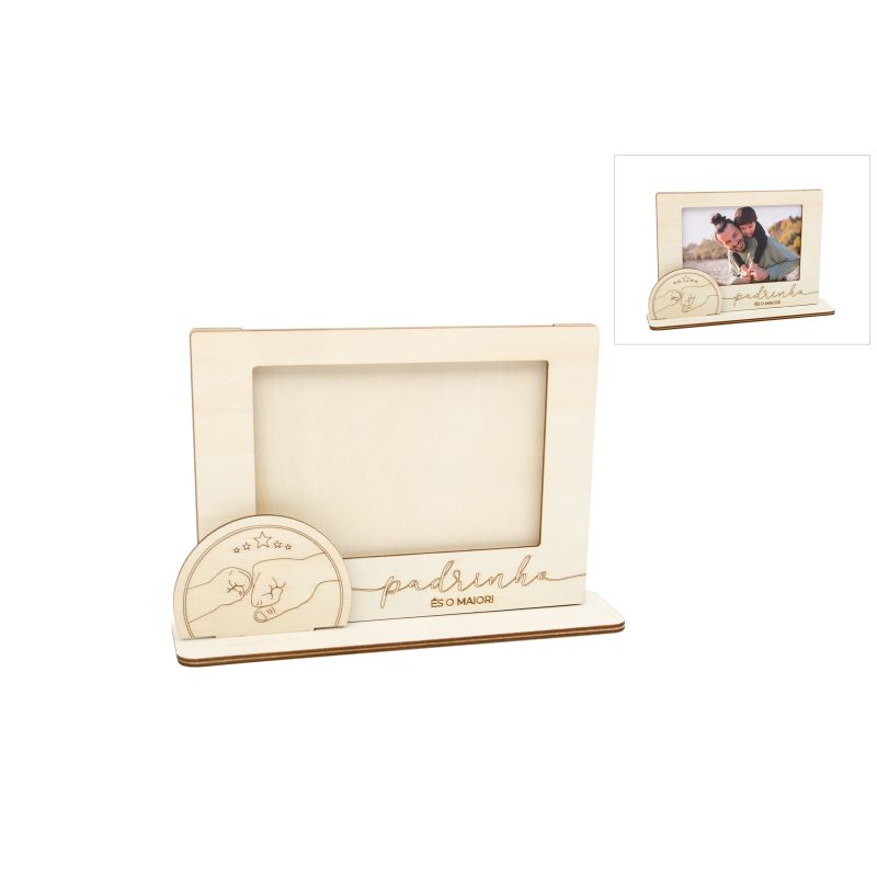 KIT P. FOTO PADRINHO 20X15X0.3CM CHOUPO C/BASE