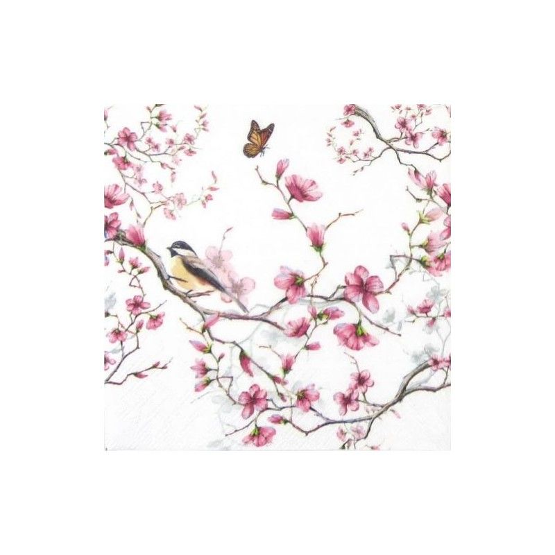 Guardanapo Bird&Blossom white 30x30cm