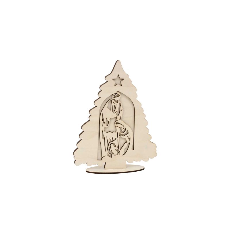 ÁRVORE COM SAGRADA FAMILIA 19.7X25.4X0.4CM CHOUPO