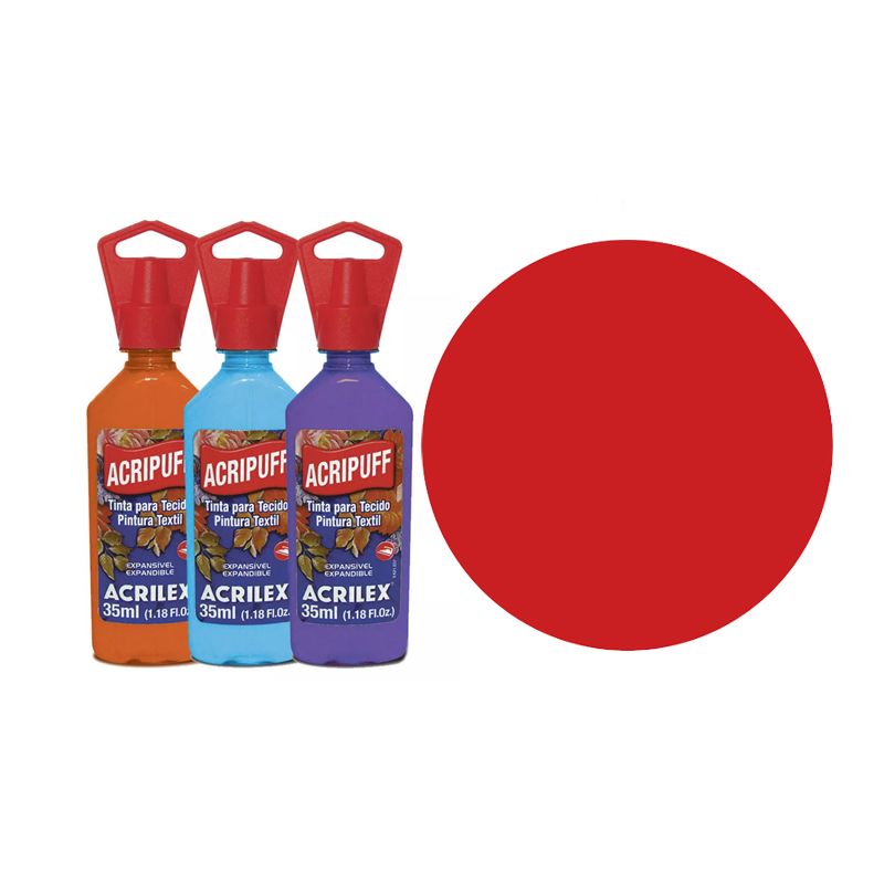 TINTA TECIDO 35ML ACRIPUFF VERMELHO FOGO 04812507 ACRILEX 