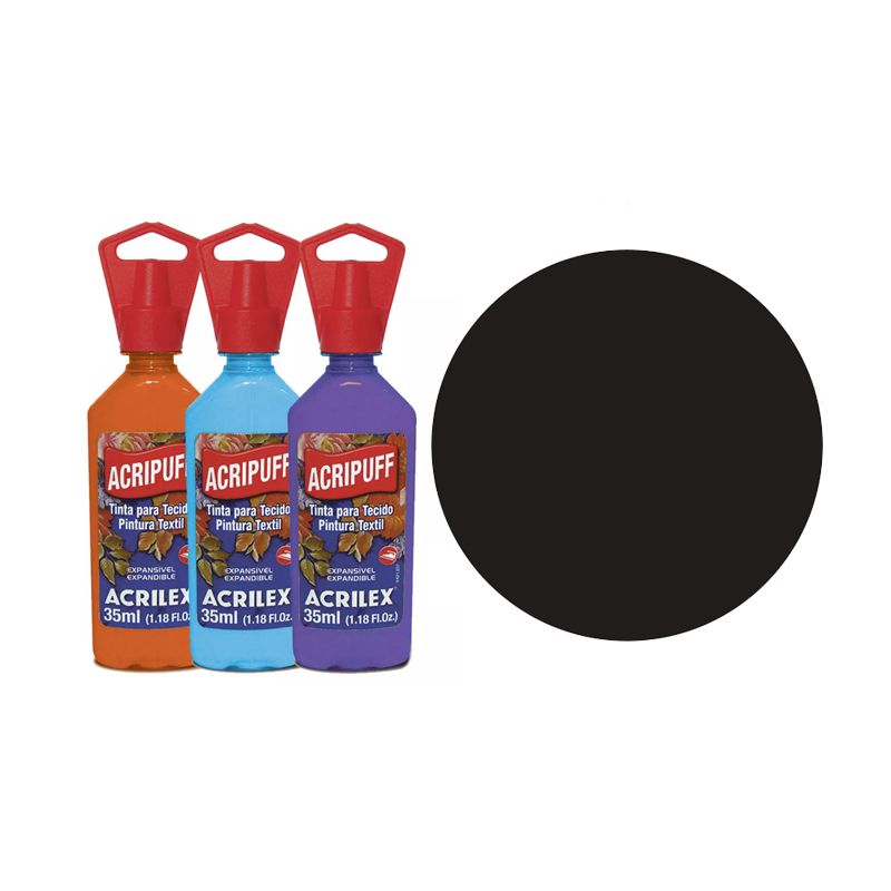 TINTA TECIDO 35ML ACRIPUFF PRETO 04812520 ACRILEX 