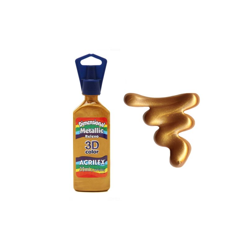 DIMENS. RELEVO 3D METALLIC 35ML OURO V. 12312548 ACRILEX 