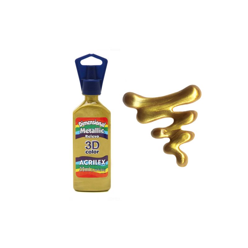DIMENS. RELEVO 3D METALLIC 35ML DOURADO 12312598 ACRILEX 