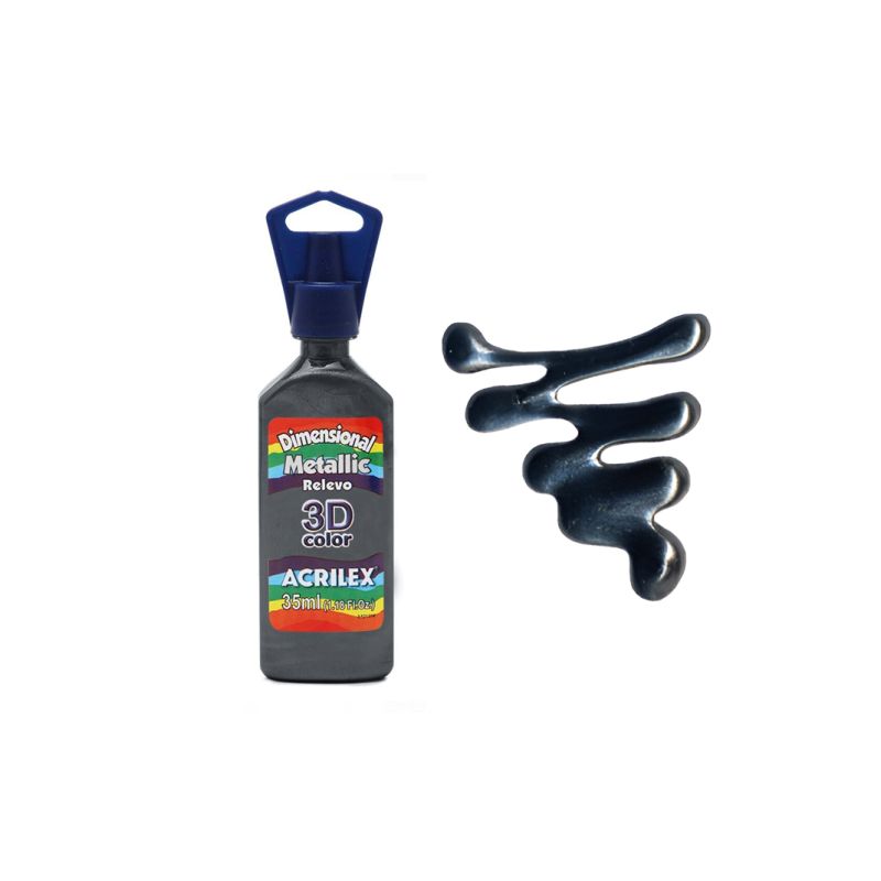 DIMENS. RELEVO 3D METALLIC 35ML PRETO 12312520 ACRILEX 