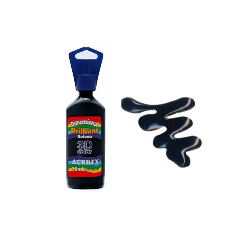 DIMENSIONAL RELEVO 3D BRILH. 35ML PRETO 12112520 ACRILEX 