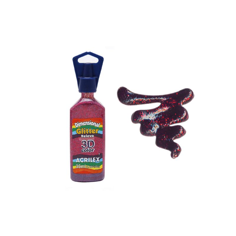 DIMENS. RELEVO 3D GLITTER 35ML VERMELHO 12212205 ACRILEX 