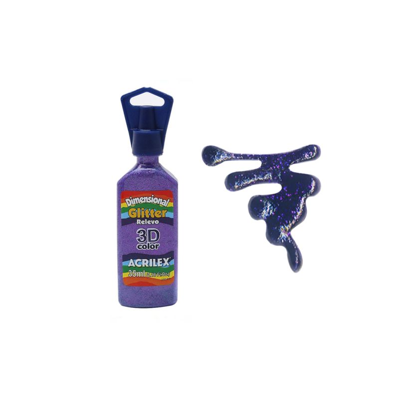 DIMENS. RELEVO 3D GLITTER 35ML VIOLETA 12212207 ACRILEX 