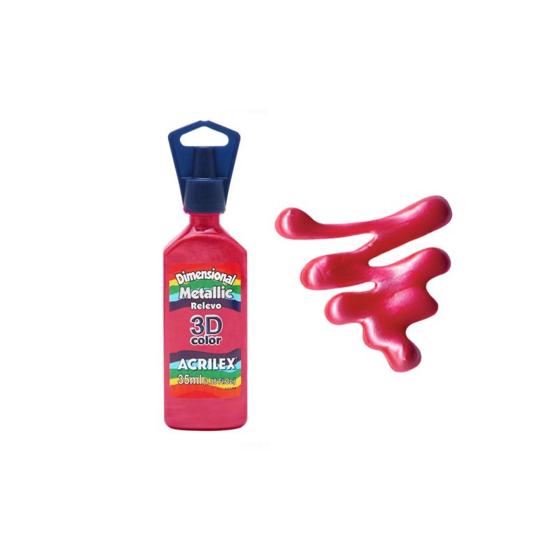 DIMENS. RELEVO 3D METALLIC 35ML VERMELHO 12312555 ACRILEX 