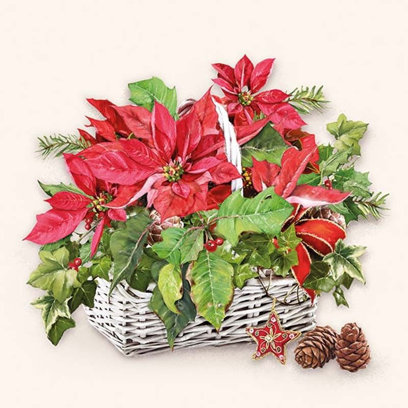 Guardanapo Poinsettia In Basket 30x30cm