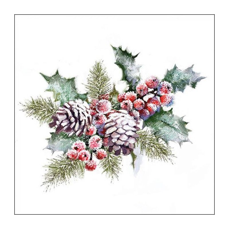 Guardanapo Holly and Berries 30x30cm