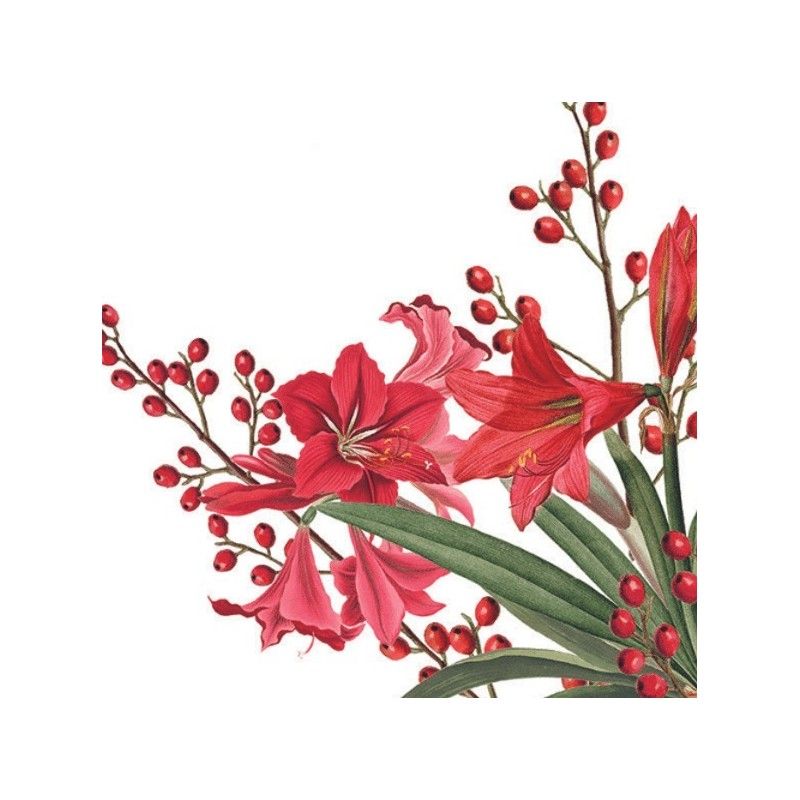 Guardanapo CHRISTMAS BOUQUET WHITE 30x30cm