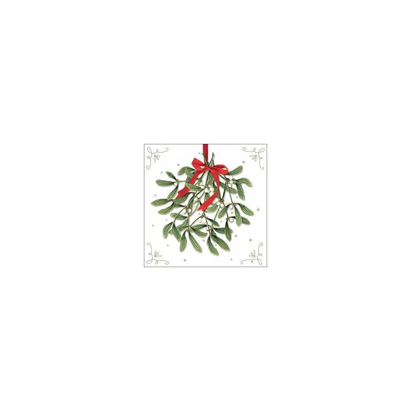 Guardanapo MISTLETOE WITH BOW WHITE 30x30cm