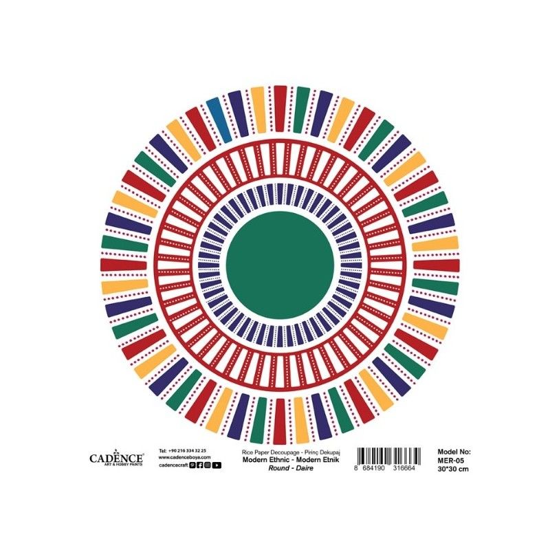 PAPEL ARROZ 30x30 CM CADENCE - Modern Ethnic Round