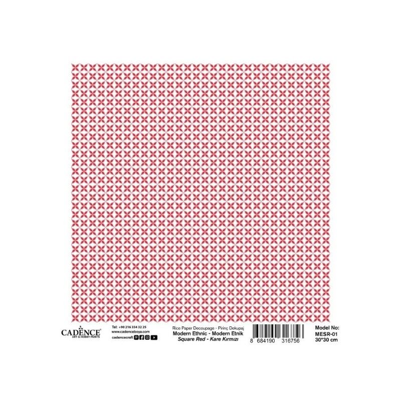 PAPEL ARROZ III 30x30 CM CADENCE - MODERN ETHNIC RED