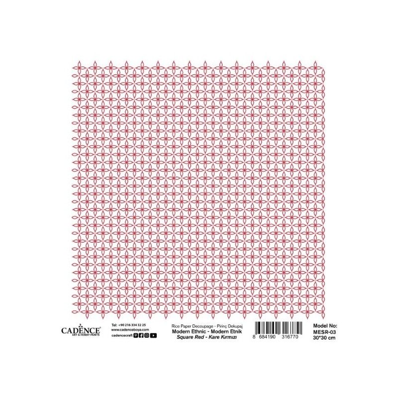 PAPEL ARROZ 30x30 CM CADENCE - MODERN ETHNIC RED