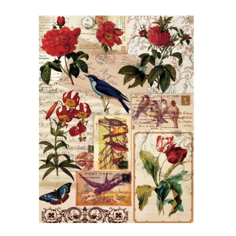 Papel de Arroz FLORES Y PAJAROS 30x41cm