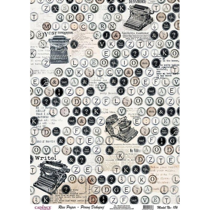 Papel de Arroz TYPEWRITER 30x41cm