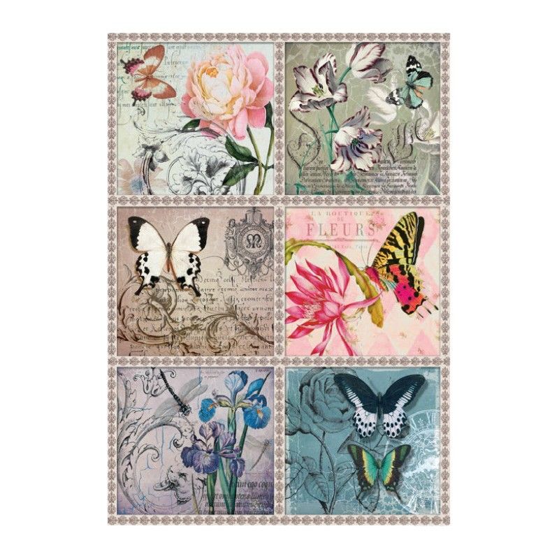 Papel de Arroz POSTALES MARIPOSAS 30x41cm