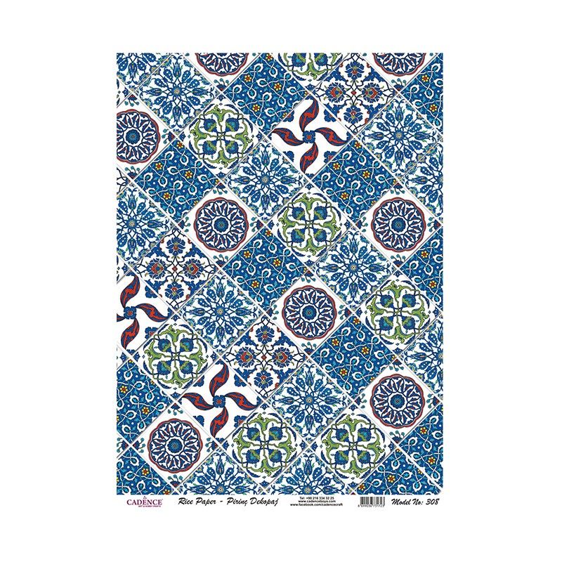 Papel de Arroz MINI AZULEJOS AZULES 30x41cm