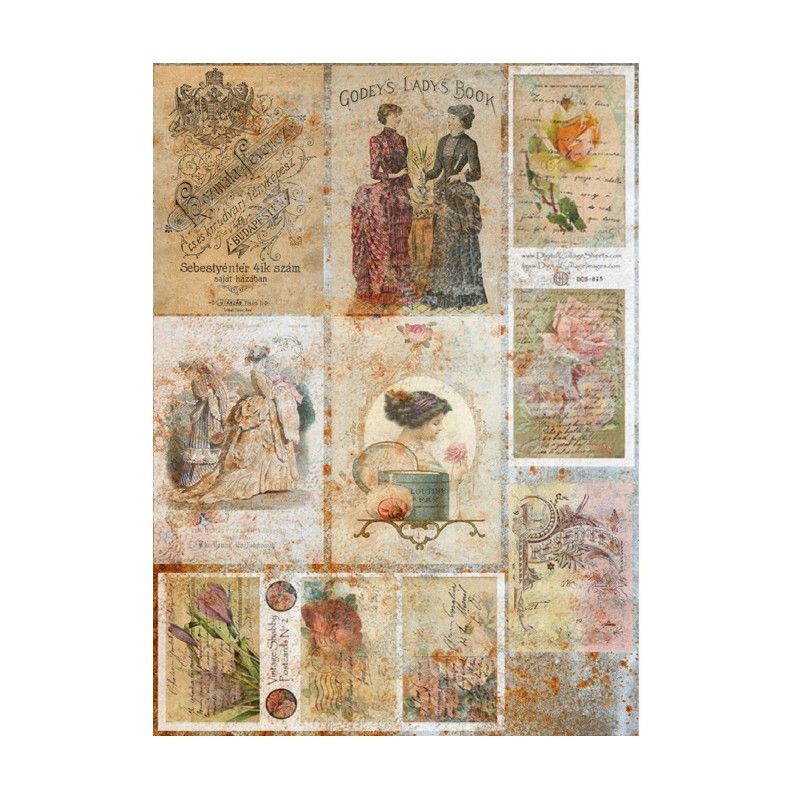 Papel de Arroz POSTALES ANTIGUAS 30x41cm