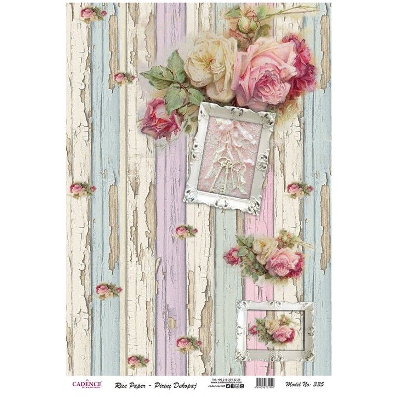 Papel de Arroz ROSAS SHABBY CHIC 30x41cm