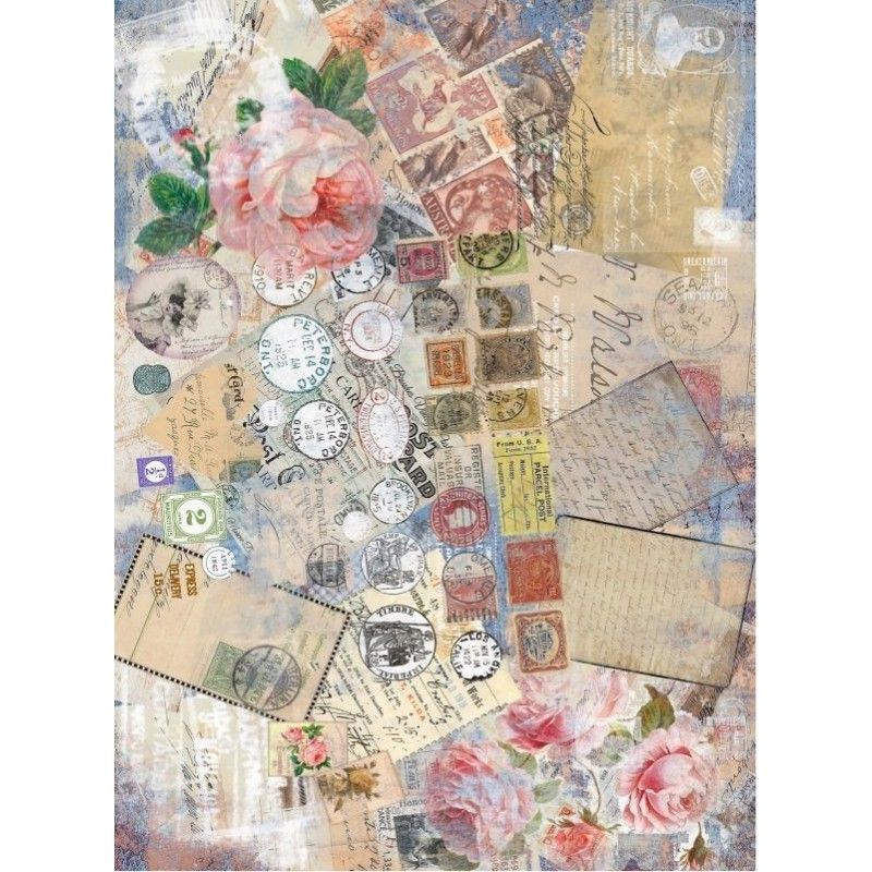 Papel arroz SELLOS SHABBY 30x41cm