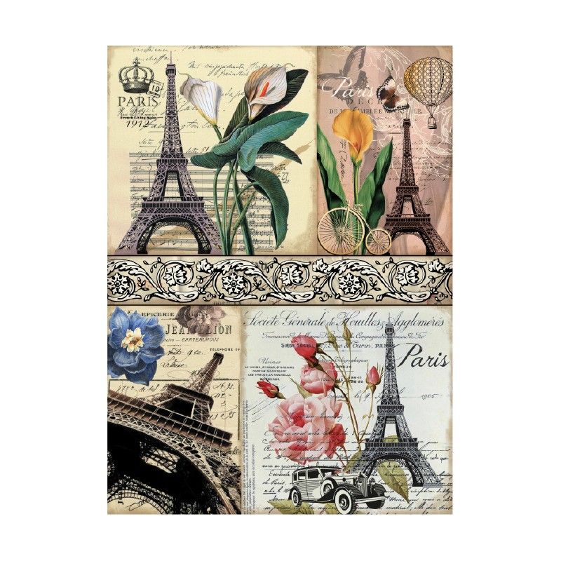 Papel de Arroz POSTALES EIFFEL 30x41cm