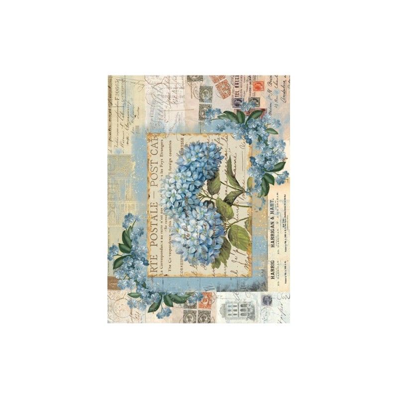 Papel de Arroz HORTENSIA AZUL 30x41cm