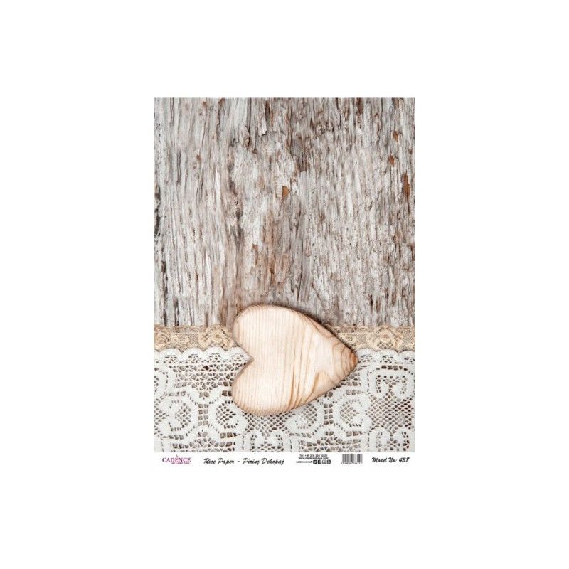 Papel de Arroz CORAZÓN DE MADERA 30x41cm