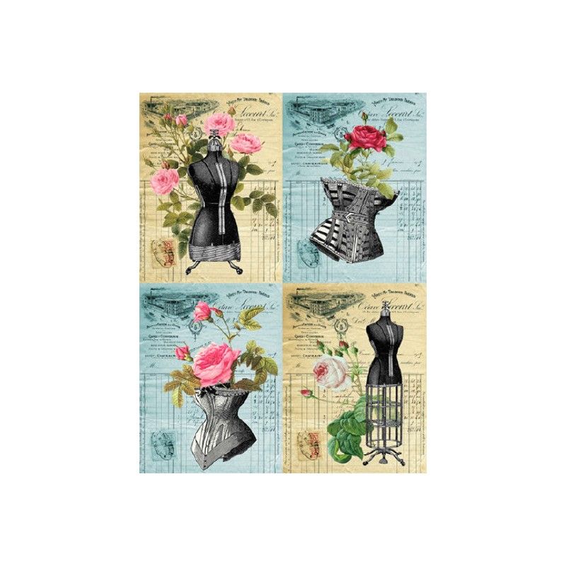 Papel de Arroz POSTALES CORPIÑOS 30x41cm