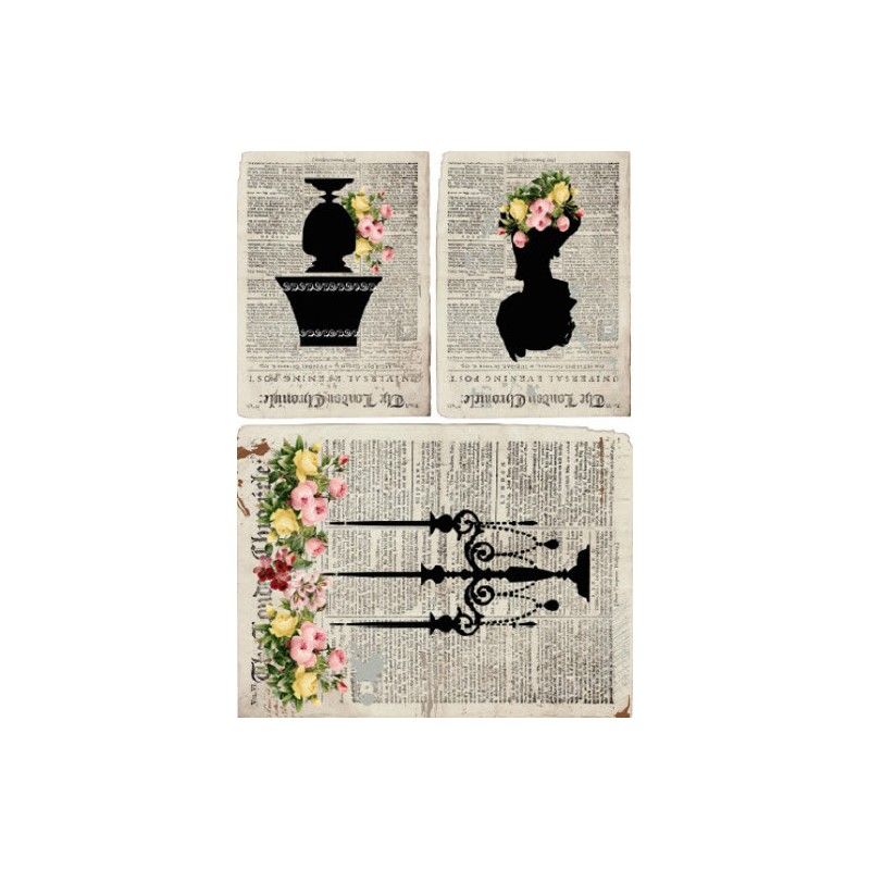 Papel de Arroz SILUETAS SOBRE PÁGINAS 30x41cm