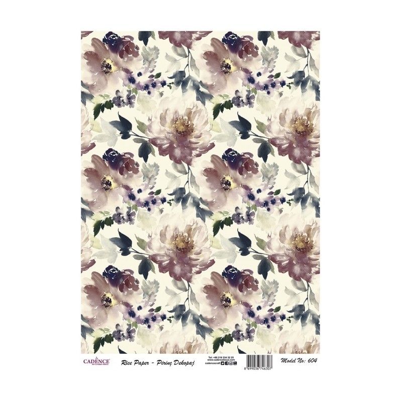 Papel de Arroz FLORES ACUARELA 30x41cm