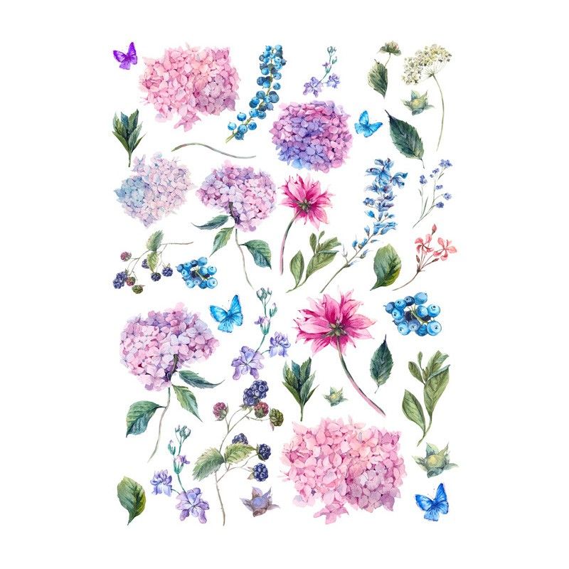 Papel de Arroz HORTENSIAS ROSAS 30x41cm