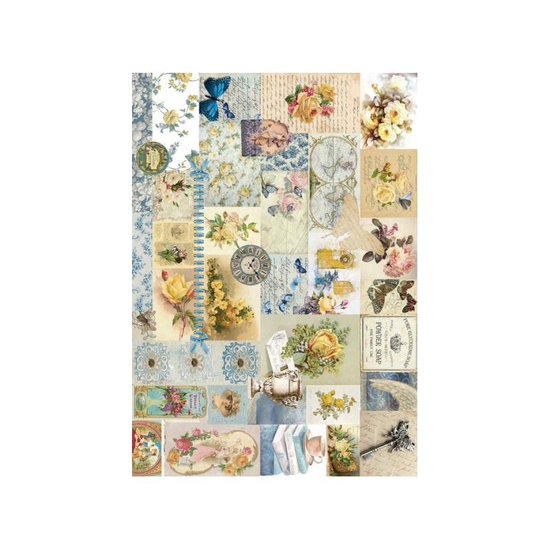 Papel de Arroz ETIQUETAS SHABBY 30x41cm