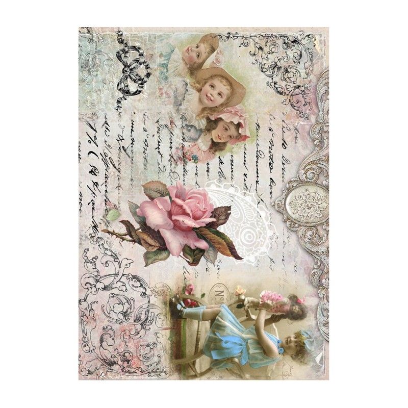 Papel de Arroz NIÑAS & ROSA 30x41cm