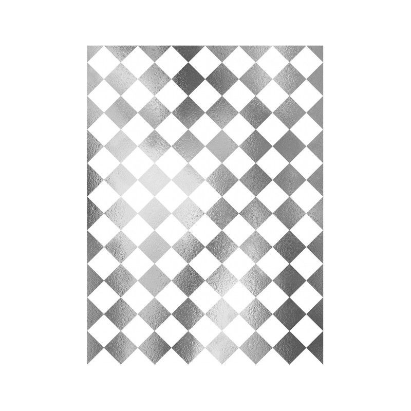 Papel de Arroz Fondo PLATA DAMERO 30x41cm
