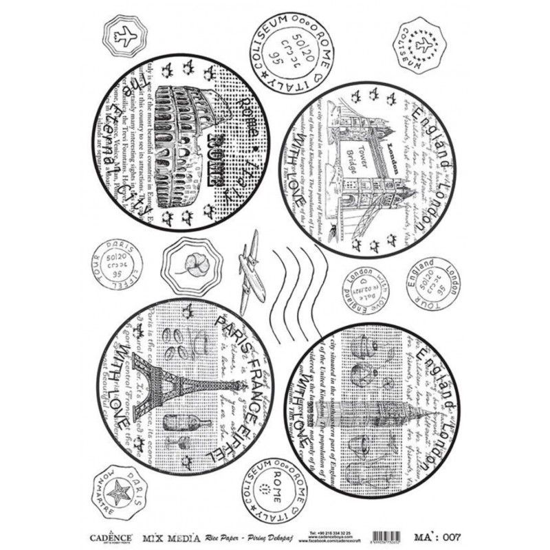 Papel de Arroz SELLOS VIAJE 30x41cm