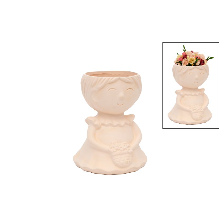 CACHE POT MENINA 17.5X22.5CM