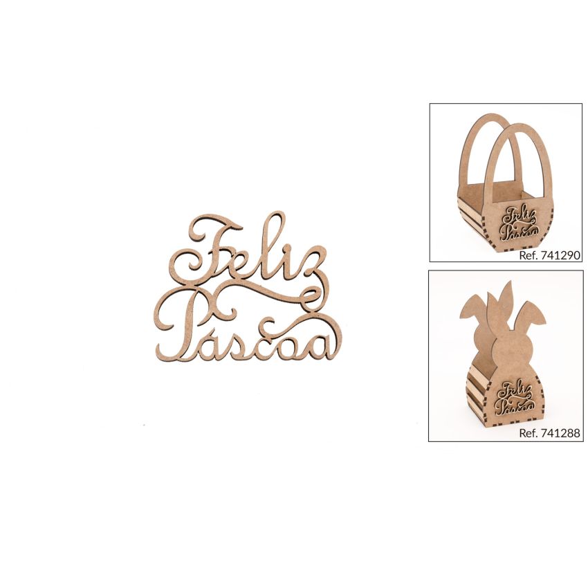 SET 12 PALAVRAS FELIZ PÁSCOA 5X4X0.3CM MDF