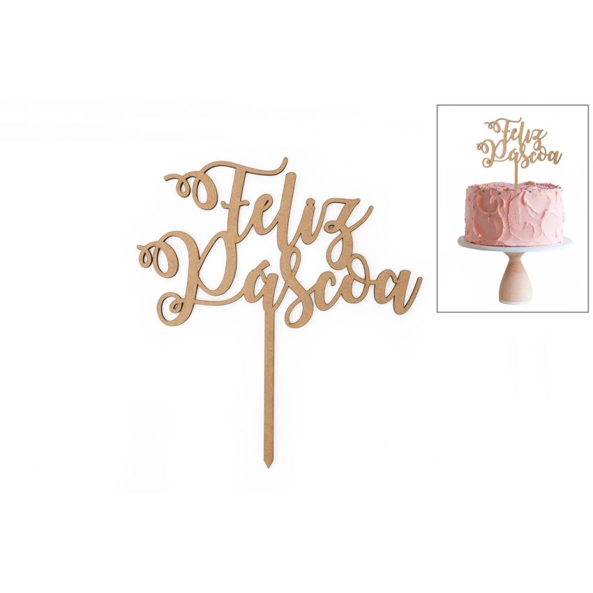 SET 4 ESPETOS FELIZ PASCOA 17.5X19X0.3CM MDF
