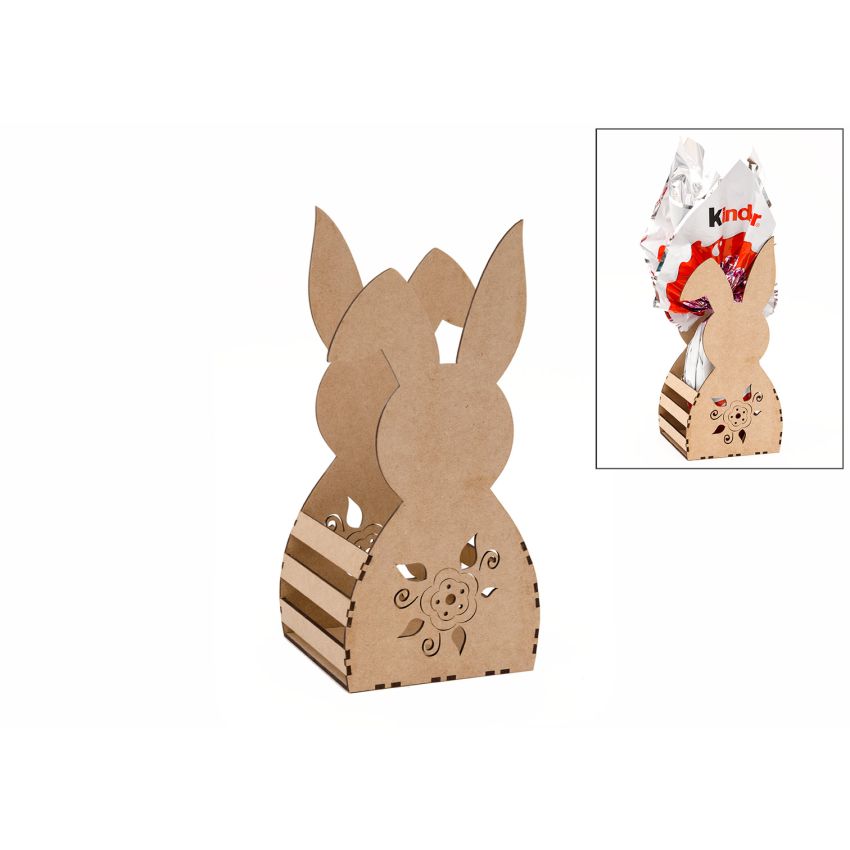 KIT CAIXA COELHO 16X13X30.5X0.3CM MDF