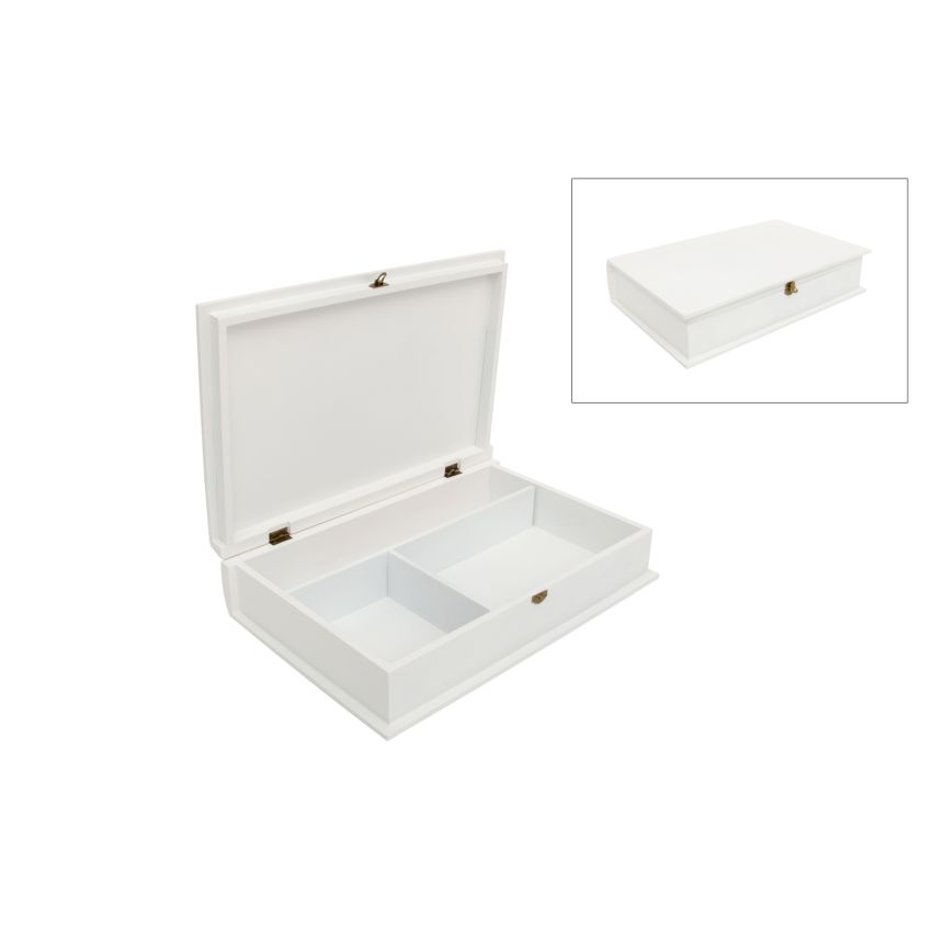 CAIXA BATIZADO LIVRO C/DIVISORIAS LACADA 37X24X9CM BRANCA