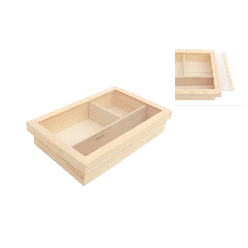 CAIXA P/ BATIZADO 38X25X7.5CM COM TAMPA VIDRO